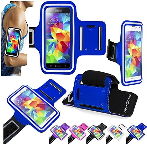 Newbilityusa For Samsung Galaxy S5 Sports Running Gym Fitness Armband Arm Band Case Cover (blue)