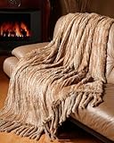 Knit Rex Rabbit Fur Throw - Natural