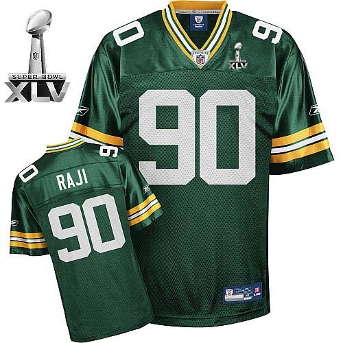 B.J. Raji #90 Green Superbowl XLV Green Bay Packers Reebok NFL Premier All Stitched Replica Jersey - XXX-LARGE