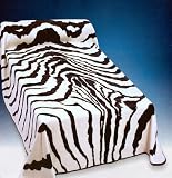 Soft Black and White Zebra Stripe Blanket Queen or Full Bed