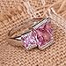 Yazilind 9mm*11mm Emerald Cut Pink Cubic Zirconia Alloy Size 8 Ring