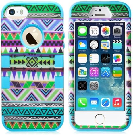 ROKE(TM) Design Tribal Stylish Three Layers of Protection Hybrid Defender Case of Armor Combo Cover For iPhone 4 4S - Blue