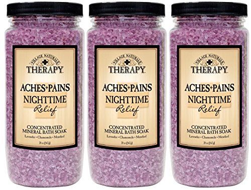 Village Naturals Therapy Aches and Pains Nighttime Relief Mineral Bath Soak, 20oz (3 Pack)
