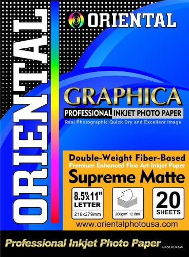 Oriental Graphica 8.5x11 Fiber Based Fine Art Double Weight Inkjet Paper 20 Shts 12.8mil Matte