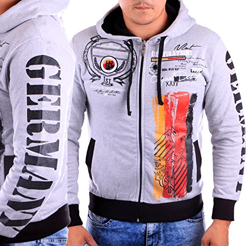 Herren Kaputzenjacke Germany 523 (XL-Slim, Grau Germany)