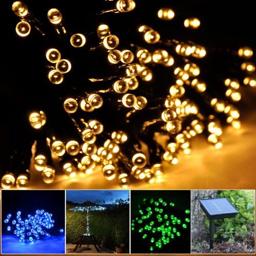 Lychee Solar Powered String Light 55ft 17m 100 LED Solar Fairy Light String for Garden,Outdoor,Home,Christmas Party (17m 100Leds, Warm White)