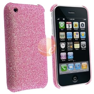 eForCity Durable Glitter Pink Feel Slim Fit Back Cover Case for Apple Iphone 3Gs 3G S, 3G Smartphone