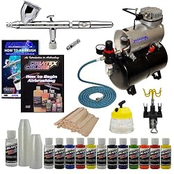 IWATA HP-CS Eclipse AIRBRUSH Kit With Airbrush Depot 1 Year Warranty Tank Compressor and 6 Foot Air Hose Set, Createx Paint, Airbrush Holder, Instructional DVD, Cleaning Tank, Mixing Sticks & Cups, Quick-Connector