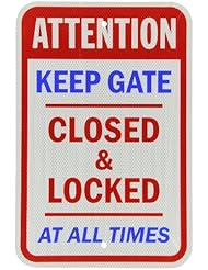 BISS: SmartSign 3M High Intensity Grade Reflective Sign, Legend "Keep Gate Closed & Locked At All Times", 18" high x 12" wide, Blue/Red on White - Lyle Signs