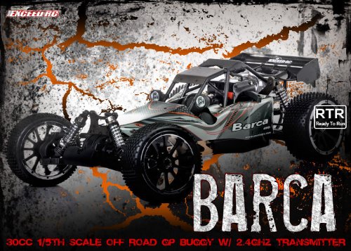 RC 1/5th Scale Exceed RC Barca 30cc Gas-Powered Off-Road Remote Control RC Buggy w/ 2.4Ghz