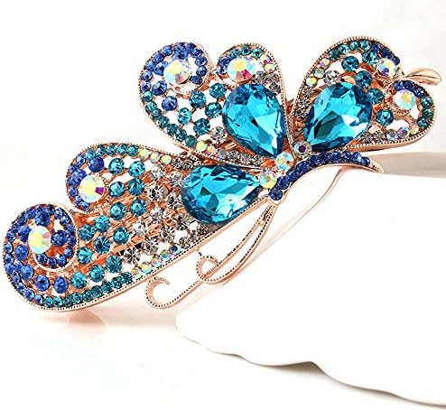 Beyend Bule Women's Fashion Crystal Butterfly Hair Clip Head Wear BE-15