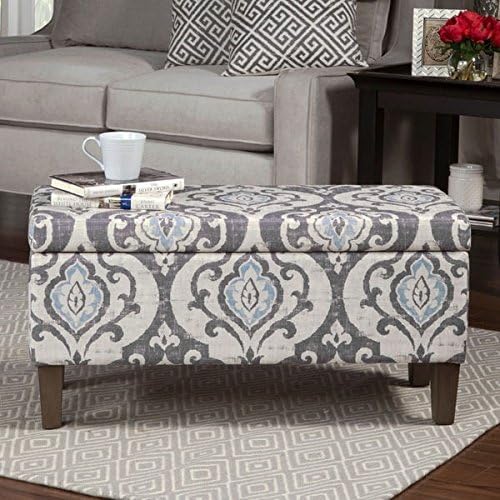 HomePop ( Blue ) Slate Large Decorative Storage Ottoman