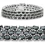 35.35 Carat Genuine Sapphire Oval 3-Line Silver Bracelet