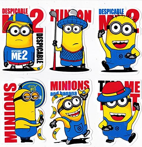 8x Random MINION DESPICABLE ME 2 ANIMATION CARTOON MOVIE stickers decals : suitcase notebook laptop skate helmets guitars bumper case cover etc