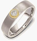 Platinum and 18 Karat Gold Diamond Comfort Fit Wedding Band Ring