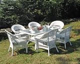 Outdoor Wicker Dining Set: Cape Cod Set of 7 White