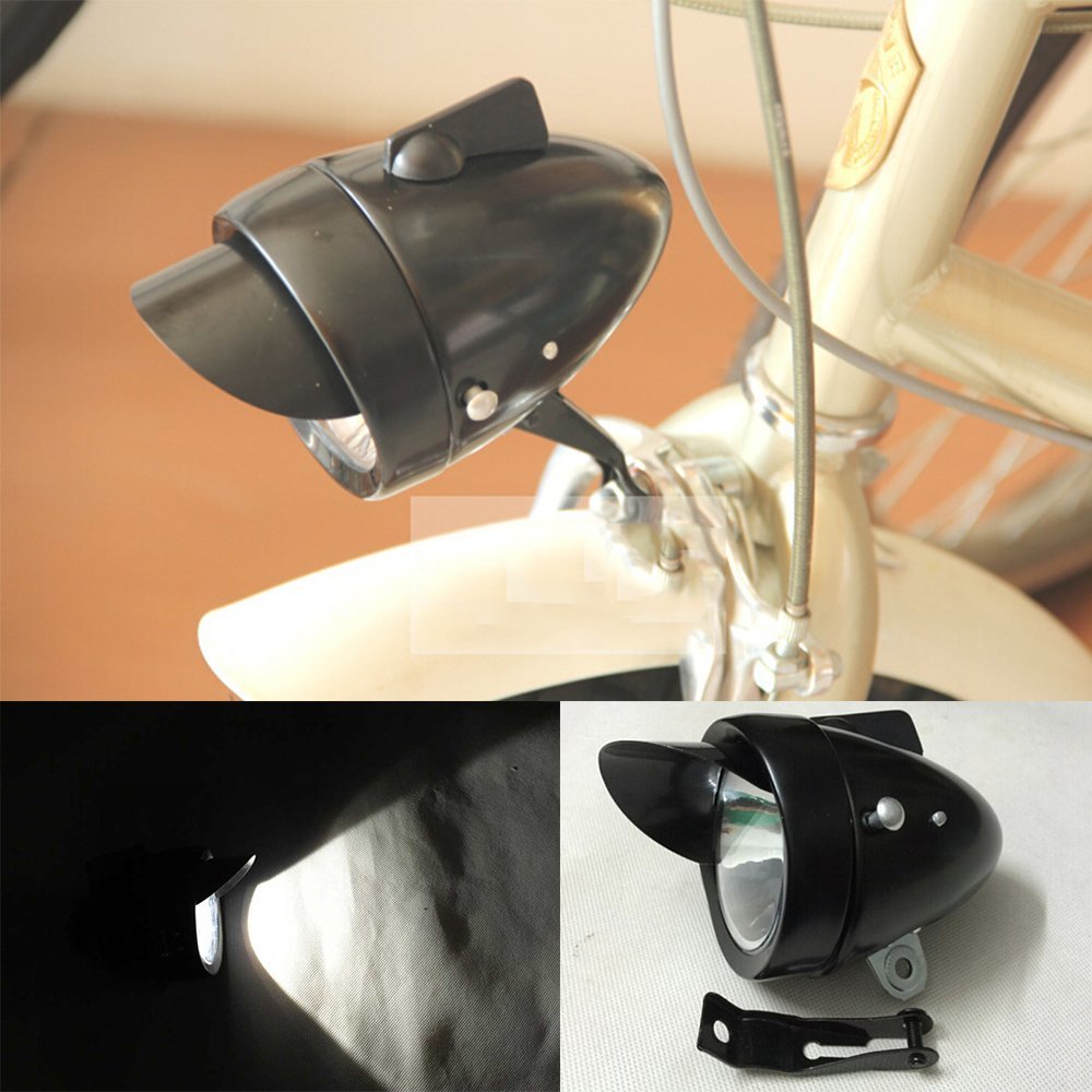 Goodkssop Classical Metal Black Vintage Bicycle Bike LED Light
