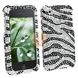 MYBAT Clip-on Case for Apple iPhone 3G / iPhone 3GS, Black / Silver Zebra Diamond
