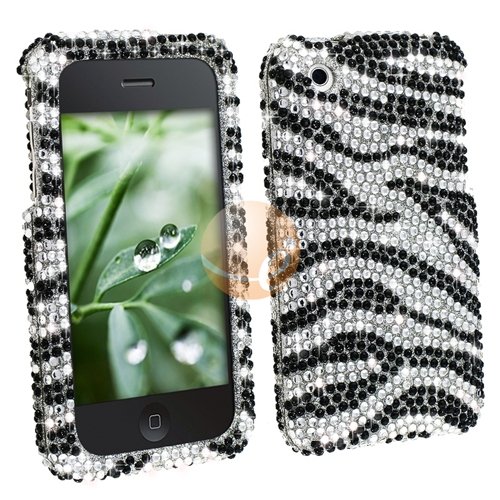 MYBAT Clip-on Case for Apple iPhone 3G iPhone 3GS - Black Silver Zebra Diamond
