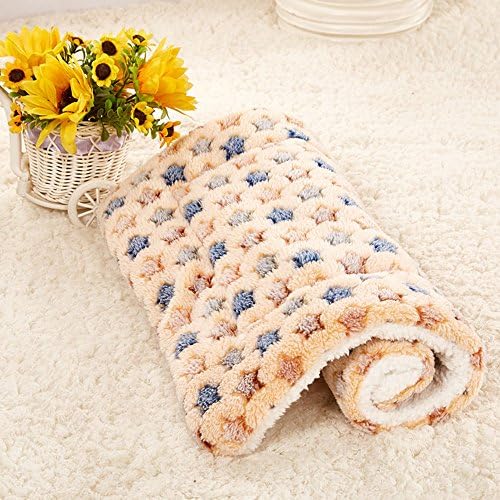 Daisy1993 Star Print Ultra Soft Coral Fleece Pet Sleeping Bed Mat Blanket for Cats and Dogs (XL(39.3"x29.5"), Brown)