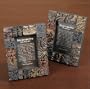 Two's Company Im-press-ive vintage batik print block photo frame (4" x 6", Natural Wood)