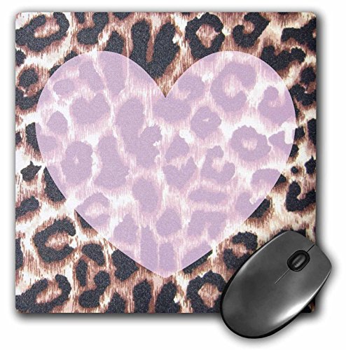 3dRose LLC 8 x 8 x 0.25 Inches Mouse Pad, Love Pink Heart Leopard (mp_30875_1)