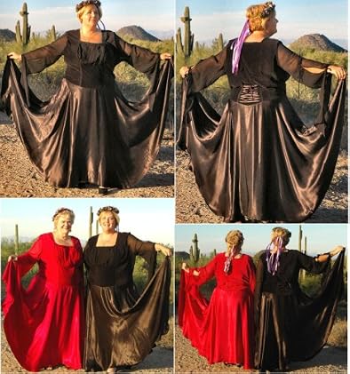 Renaissance Plus Size Princess Dress with Velvet Bodice in Black