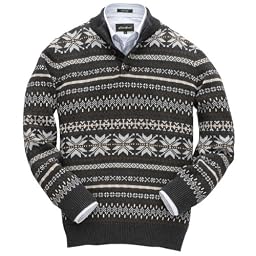 Eddie Bauer Cotton Fairisle Button Mock Neck Sweater Eddie Bauer Cotton Fairisle Button Mock Neck Sweater