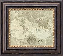 World or Terraqueous Globe, 1787 Framed Canvas Art by Samual Dunn,14 in. x 12.4 in. Framed