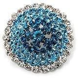 Sky Blue Crystal Corsage Brooch (Silver Tone)