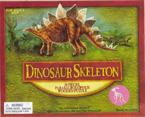 Dinosaur Skeleton 38-piece 3D Parasaurolophus Wooden Puzzle by Ankyo