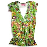 Haven Girl - Girls Knit Cap Sleeve Tunic Top, Green, Multi