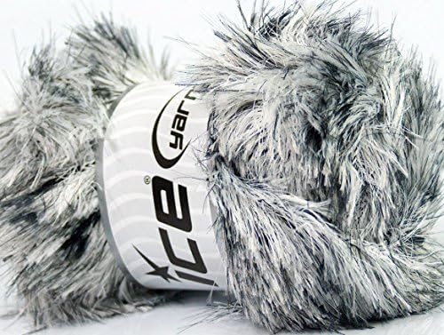 Lot of 4 x 100gr Skeins ICE YARNS Faux Fur Color White Black