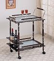 Traditional Style Serving Cart with Frosted Glass Top
