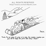 'Someday you guys will be happy that youve taken along a lawyer.' Cartoon print by Jack Ziegler, Published in The New Yorker on 2/24/1986