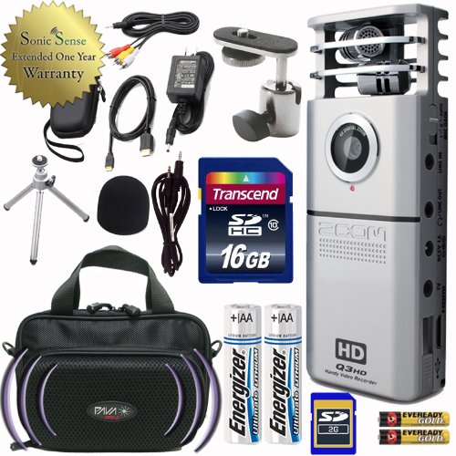 Zoom Q3HD Video Recorder w Stereo Bag Q3 HD Accessory Pack and Mic Stand Adaptor ***Package Ships Now (FPS-2 Ships Week of January 3, 2012)***