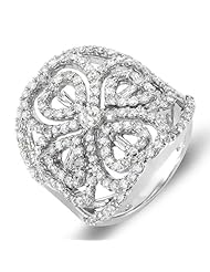 1.85 Carat (ctw) 14k White Gold Round and Baguette Diamond Ladies Designer Cocktail Right Hand Ring