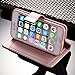 for iPhone 5C Case,L-FADNUT Luxury Flip PU Leather Case,Dual Card Slots Metal Megnetic Closure Stand Wallet Card Holder Case Cover for iPhone 5C - Rose Gold