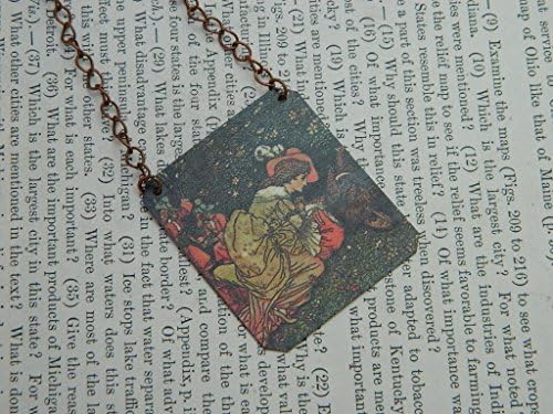 Beauty and the Beast necklace Fairy Tale mixed media jewelry