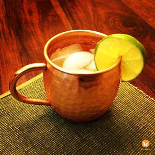 Strogino(TM) 16 Oz Hammered, 100% Copper, Moscow Mule Mug - Set of 4