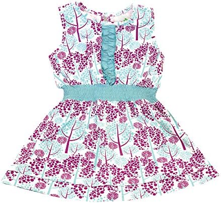 Nohi Kids Organic Center Ruffle Tank Dress (5/6 Years, Spring Tree)