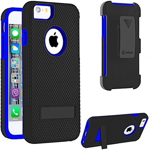 iPhone 6 Plus Case, iPhone 6S Plus Case,Vakoo Holster Combo Shockproof Heavy Duty Protection Silicone Rubber Case for Apple iPhone 6/6S Plus with Kickstand and Swivel Belt Clip - Robot Blue