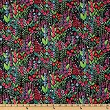 61dLDITdslL. SL160  44 Wide Rainbow Garden Black Floral Multi Fabric By The Yard