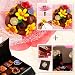 Joy Romantic Gift for Her (28 Pieces Dark & Milk: 1 Bouquet-5 Edible Chocolate Flowers + 1 Candy Ladybird + 10 premium Chocolates and 1 Ballotin-12 premium Chocolates)