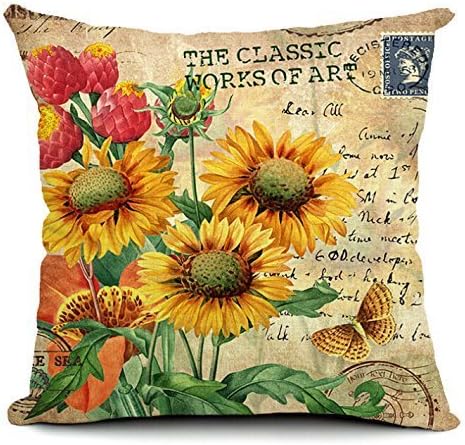 seamlesswood Sunflower Square Custom Throw Pillow Case Personalized Cushion Cover Pillowcase Pillow Cover 16x16inch