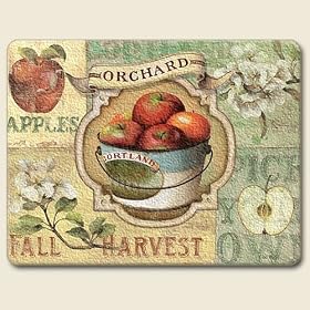 Fall Harvest APPLES Large Tempered Glass Cutting Board