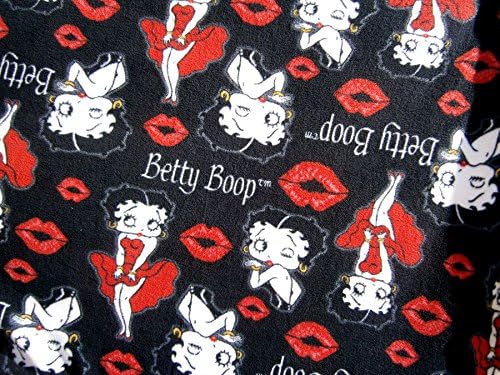 Betty Boop on Black Fleece By the Yard