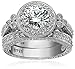 Platinum-Plated Sterling Silver Swarovski Zirconia Round Antique Ring Set