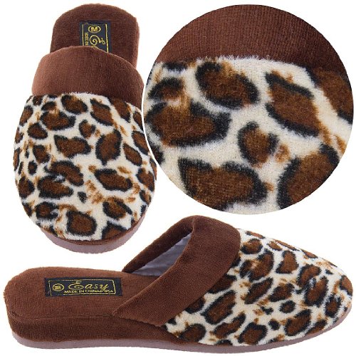 Brown Leopard Animal Print Slippers for Women