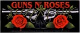 Guns N Roses - 2 Guns and 2 Roses Rectangle Logo on Black - Sticker / Decal